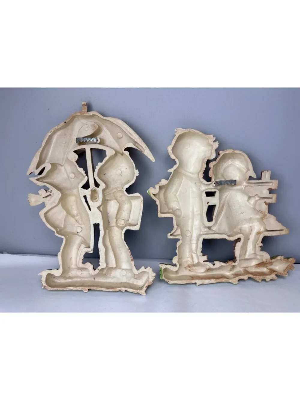 Homco Kids Wall Plaques Boy & Girl Pair Kissing Flower Scenes Adorable!